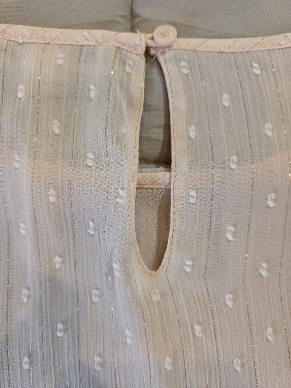 Calvin Klein Women's Light Cream Swiss Dot Blouse - Picture 10 of 12